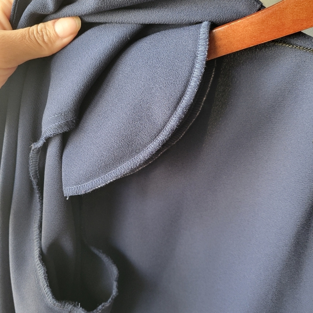 Navy Blue Beaded Open-front Blazer by Ursula of Switzerland Size 16 Made in USA - Picture 10 of 13